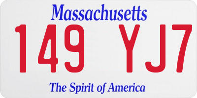 MA license plate 149YJ7