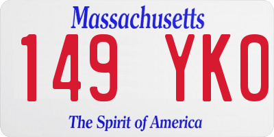 MA license plate 149YK0