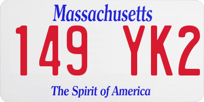 MA license plate 149YK2