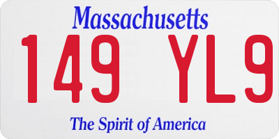 MA license plate 149YL9