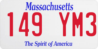 MA license plate 149YM3