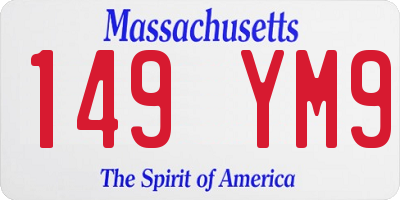 MA license plate 149YM9