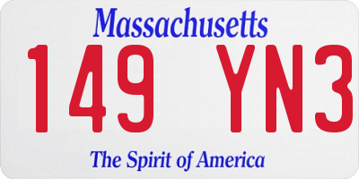 MA license plate 149YN3