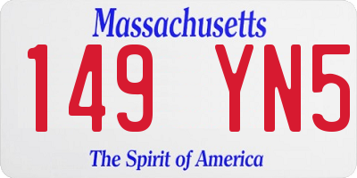 MA license plate 149YN5