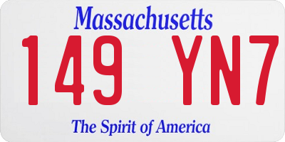 MA license plate 149YN7