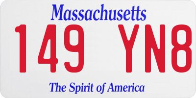 MA license plate 149YN8