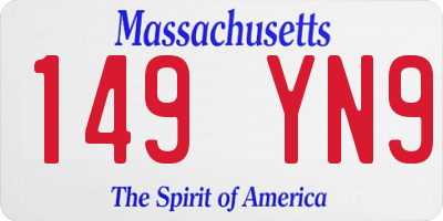 MA license plate 149YN9