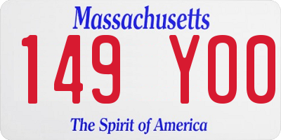 MA license plate 149YO0