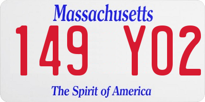 MA license plate 149YO2
