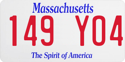 MA license plate 149YO4