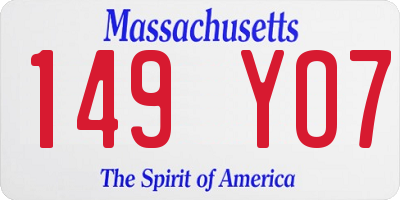MA license plate 149YO7