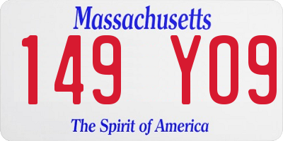 MA license plate 149YO9