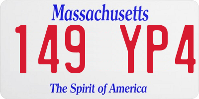 MA license plate 149YP4