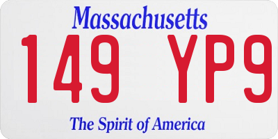MA license plate 149YP9