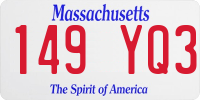MA license plate 149YQ3