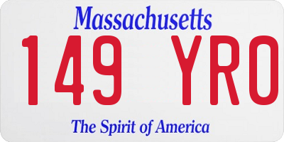 MA license plate 149YR0