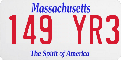 MA license plate 149YR3
