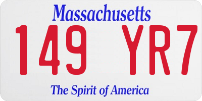 MA license plate 149YR7