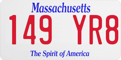 MA license plate 149YR8