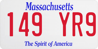 MA license plate 149YR9