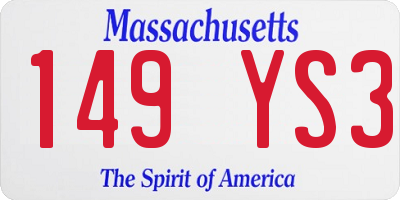 MA license plate 149YS3