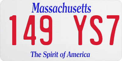 MA license plate 149YS7
