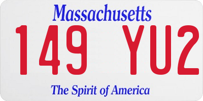 MA license plate 149YU2