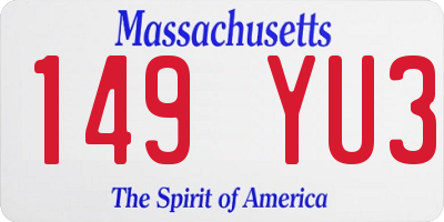 MA license plate 149YU3