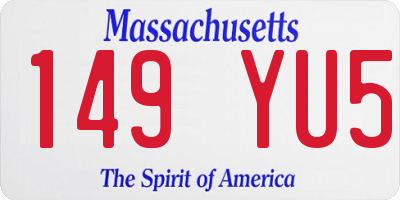 MA license plate 149YU5