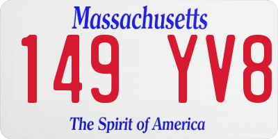 MA license plate 149YV8