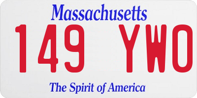 MA license plate 149YW0