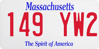 MA license plate 149YW2