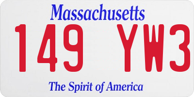 MA license plate 149YW3