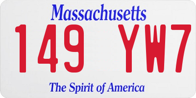 MA license plate 149YW7