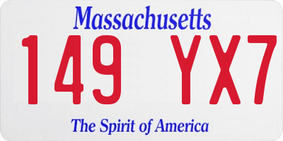 MA license plate 149YX7