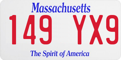 MA license plate 149YX9