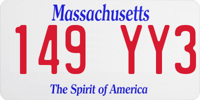 MA license plate 149YY3