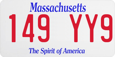 MA license plate 149YY9