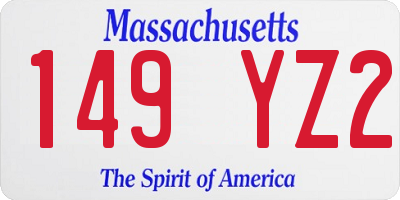 MA license plate 149YZ2