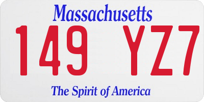 MA license plate 149YZ7