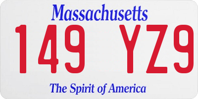 MA license plate 149YZ9