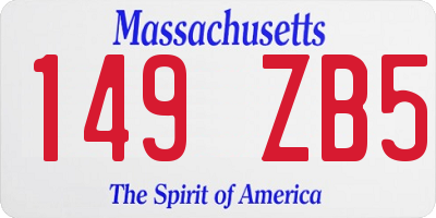 MA license plate 149ZB5