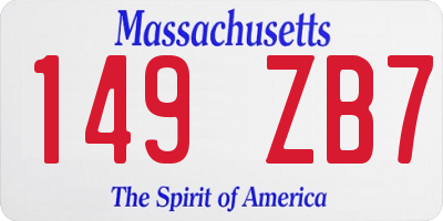 MA license plate 149ZB7