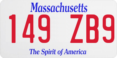 MA license plate 149ZB9
