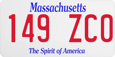 MA license plate 149ZC0