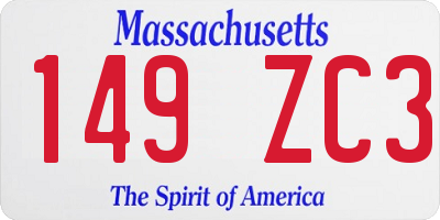 MA license plate 149ZC3