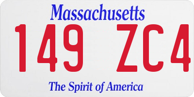 MA license plate 149ZC4