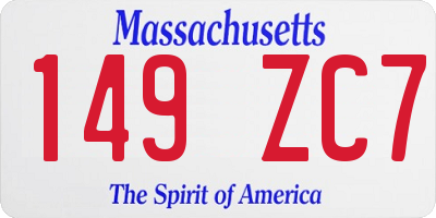 MA license plate 149ZC7