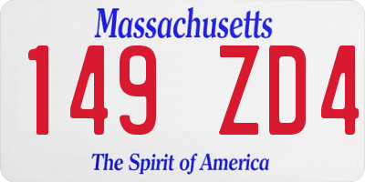MA license plate 149ZD4