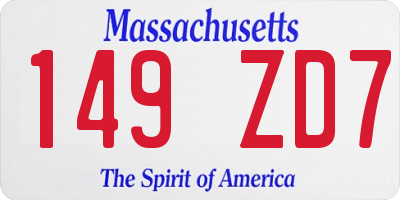 MA license plate 149ZD7